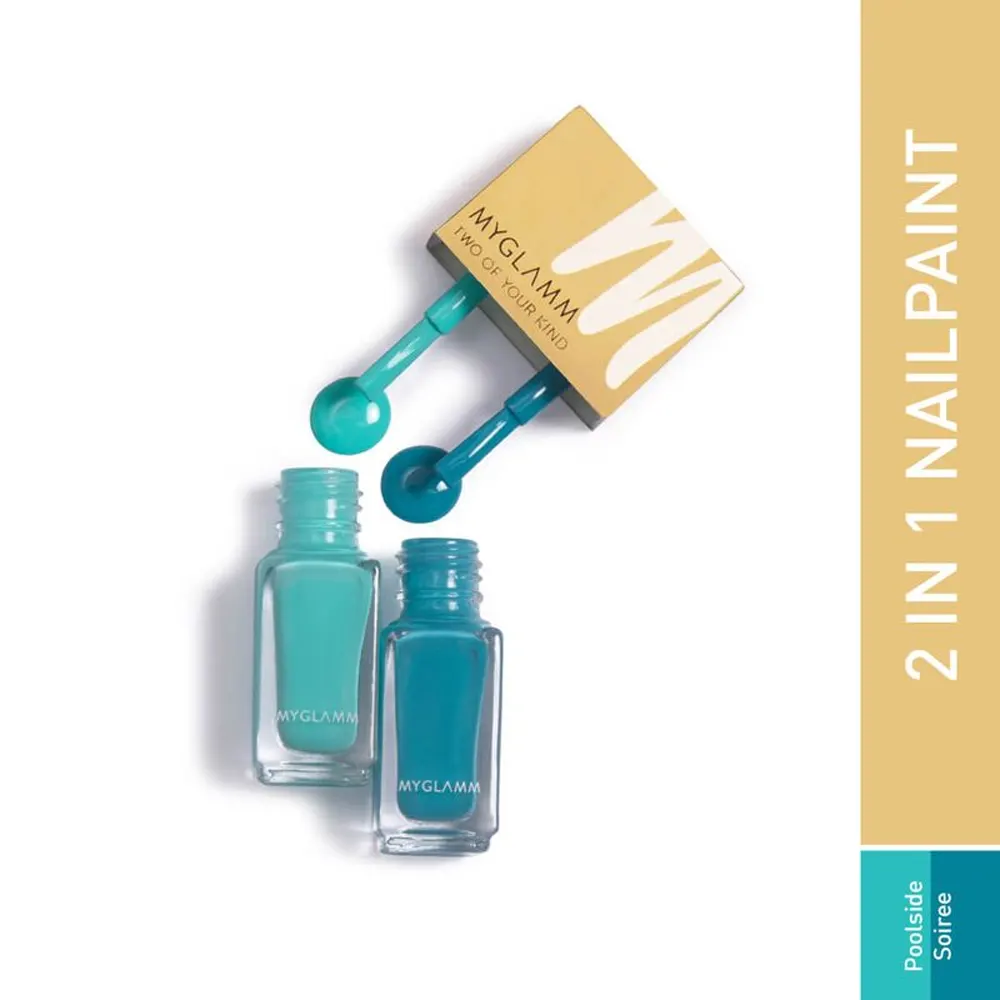 Myglamm Two Of Your Kind Long Lasting Nail Enamel Duo Poolside Soiree 2*5Ml