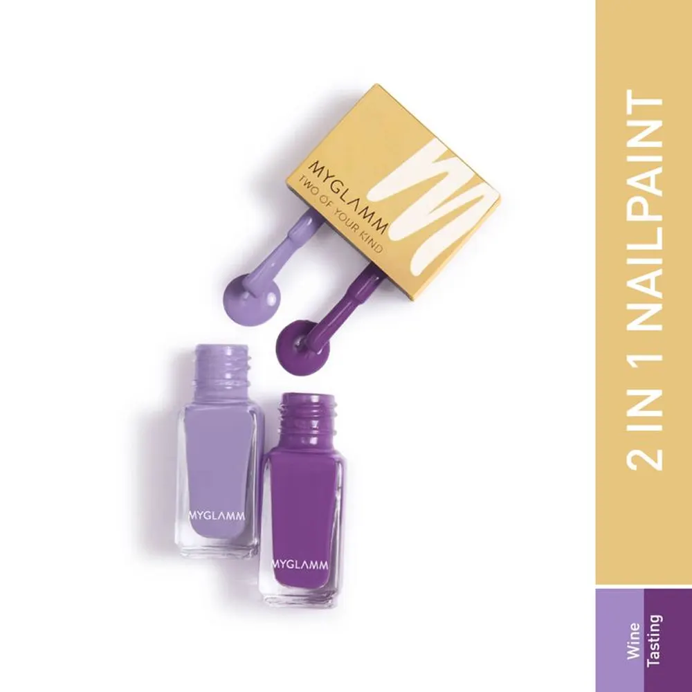 Myglamm Two Of Your Kind Long Lasting Nail Enamel Duo Wine Tasting 2*5Ml