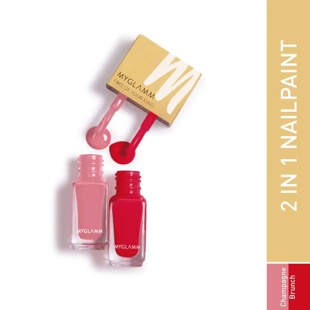 Myglamm Two Of Your Kind Long Lasting Nail Enamel Duo Champagne Brunch 2*5Ml