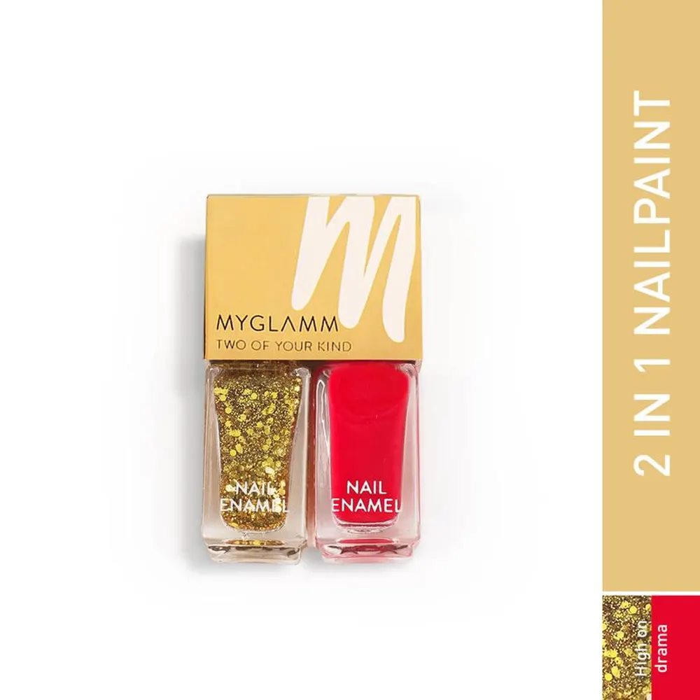 Myglamm Two Of Your Kind Long Lasting Nail Enamel Duo High On Drama 2*5Ml