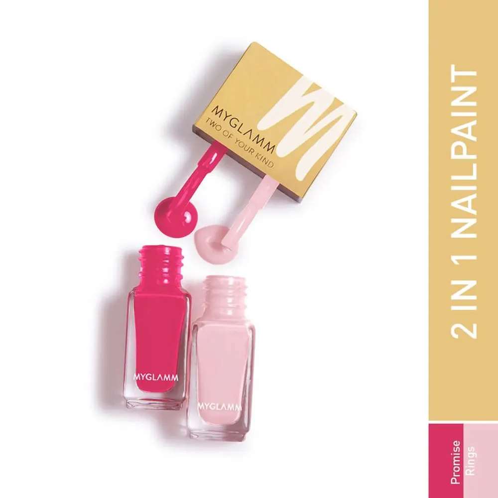 Myglamm Two Of Your Kind Long Lasting Nail Enamel Duo Toyk 03 Promise Rings 2*5Ml
