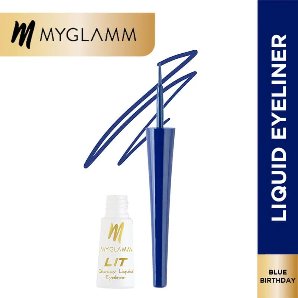 Myglamm Lit Glossy Liquid Eyeliner Ge 03 Blue Birthday 3.5Ml