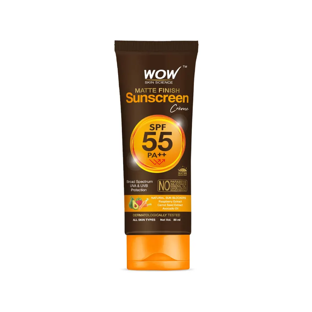 Wow Skin Science Matte Finish Sunscreen Creme Spf55 Pa++ All Skin Types 80Ml+ Free 80Ml
