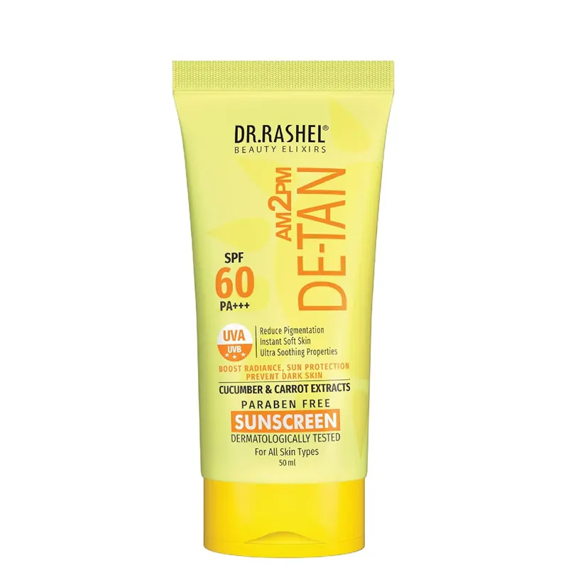 Dr Rashel Am 2 Pm De-Tan Sunscreen Cucumber & Carrot Extract Spf 60 Pa+++ 50Ml