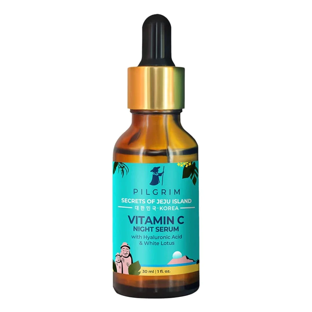 Pilgrim Secrets Of Jeju Island Vitamin C Night Serum All Skin Types With Hyaluronic Acid & White Lotus 30Ml