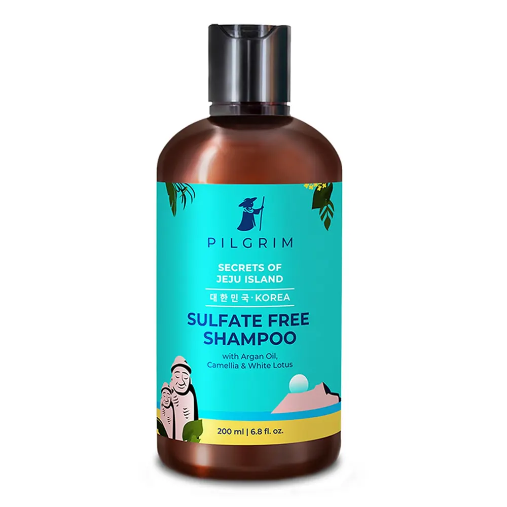 Pilgrim Secrets Of Jeju Island Korea Sulfate Free Shampoo With Argan Oil Camellia & White Lotus All Hair Types 200Ml