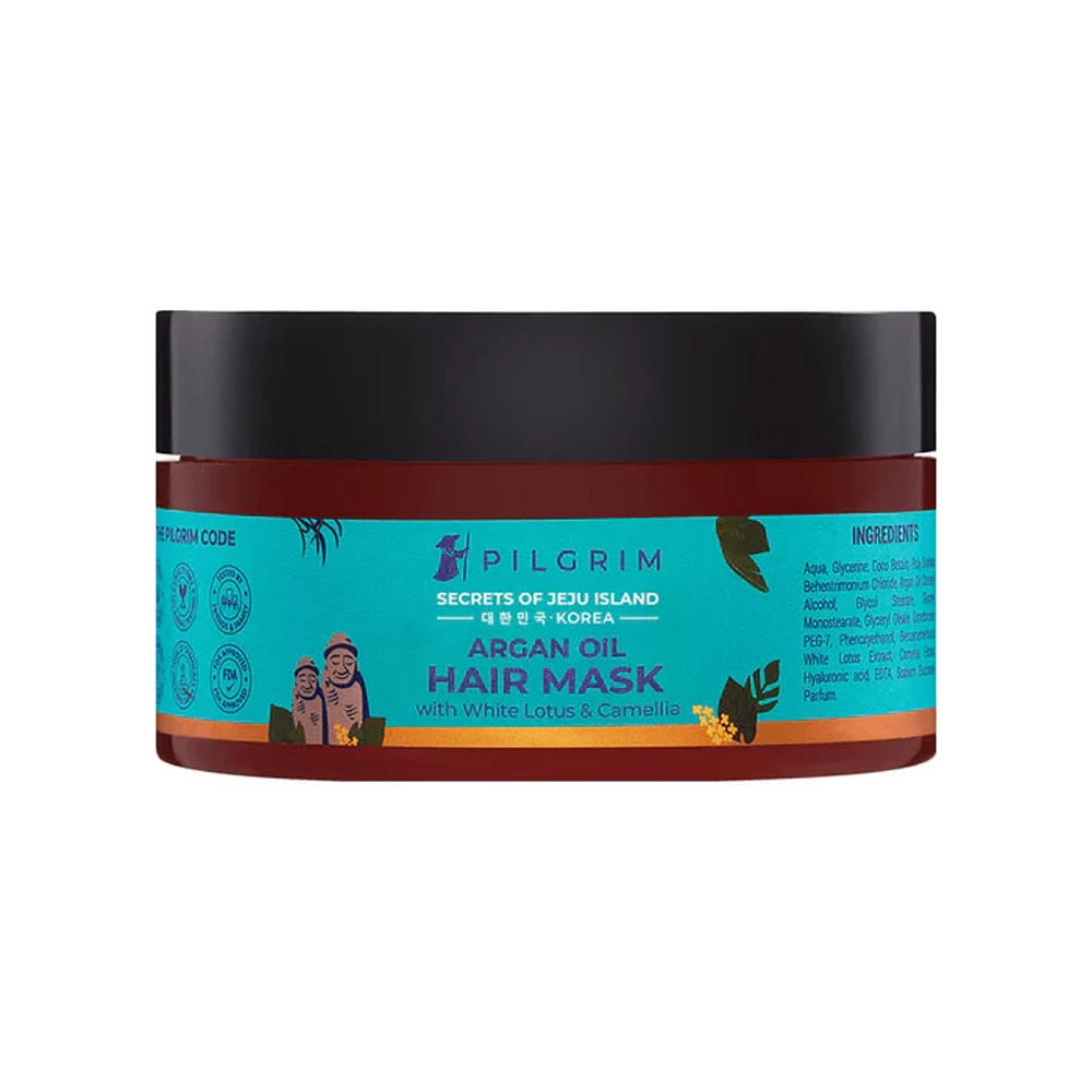 Pilgrim Secrets Of Jeju Island Argan Oil Hair Mask With White Lotus & Camellia All Hair Types 200Ml