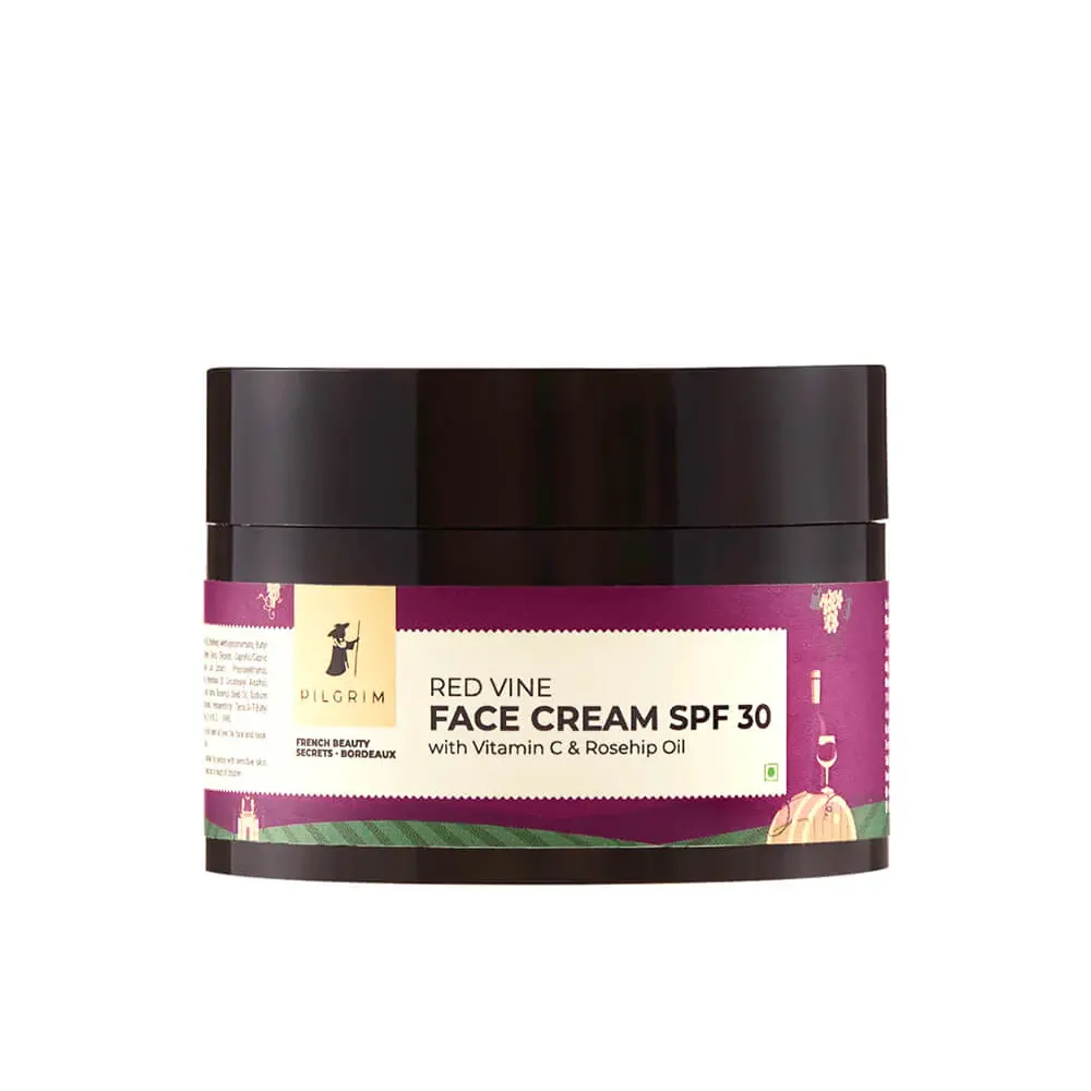 Pilgrim French Beauty Secrets Red Vine Face Cream Spf30 With Vitamin C & Rosehip Oil 50G