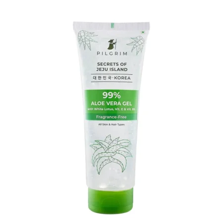 PILGRIM SECRETS OF JEJU ISLAND KOREA 99% ALOE VERA GEL WITH WHITE LOTUS VITAMIN E & B5 FRAGRANCE FREE 200G