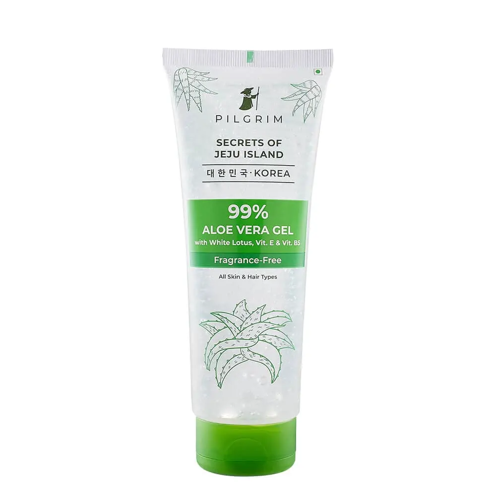 Pilgrim Secrets Of Jeju Island Korea 99% Aloe Vera Gel With White Lotus Vitamin E & B5 Fragrance Free 200G
