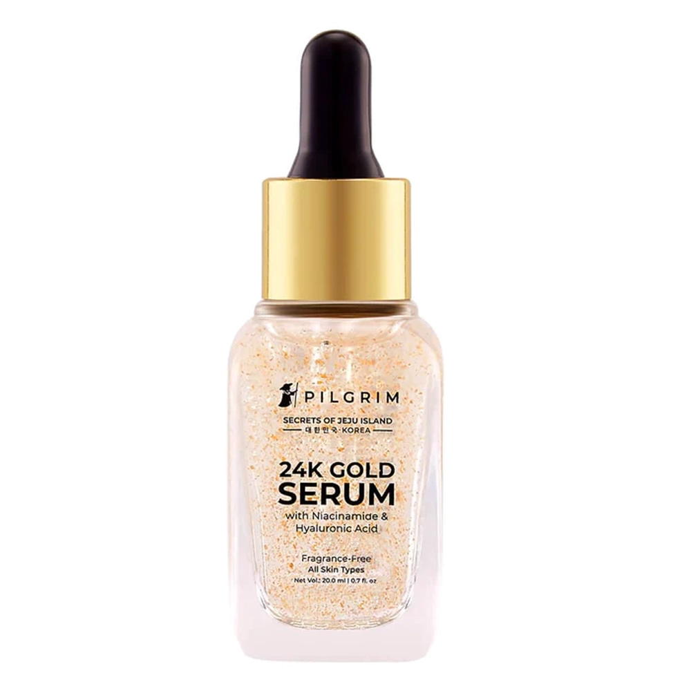 Pilgrim Secrets Of Jeju Island 24K Gold Serum With Niacinamide & Hyaluronic Acid Fragrance Free All Skin Types 20Ml