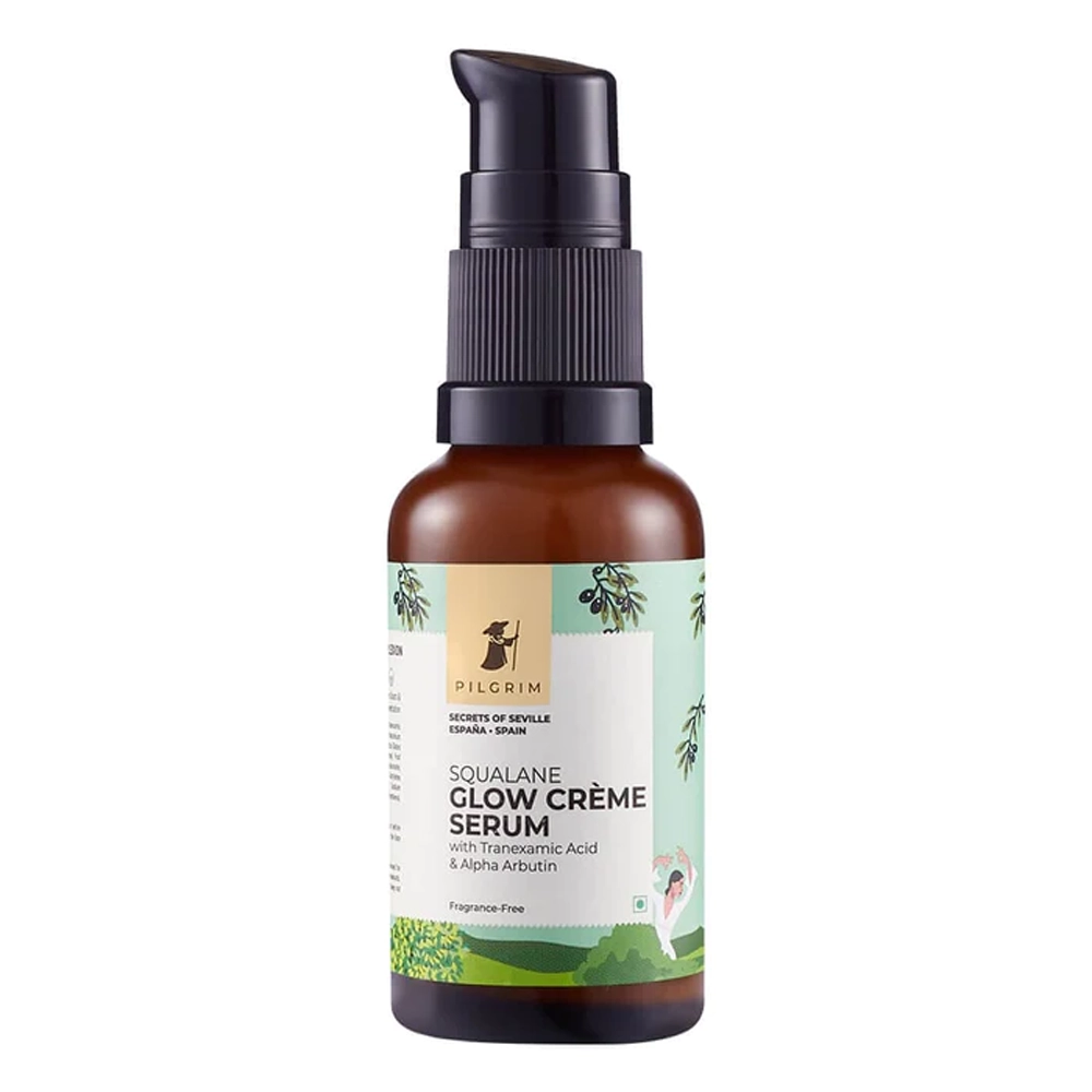 Pilgrim Secrets Of Seville Espana Squalane Glow Creme Serum With Tranexaminc Acid & Alpha Arbutin Fragrance Free 30Ml
