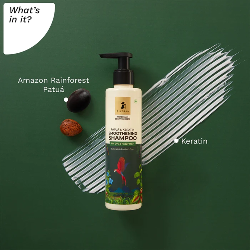 Pilgrim Amazonian Beauty Secrets Patua & Keratin Smoothening Shampoo For Dry & Frizzy Hair Sulphate & Paraben-Free 200Ml