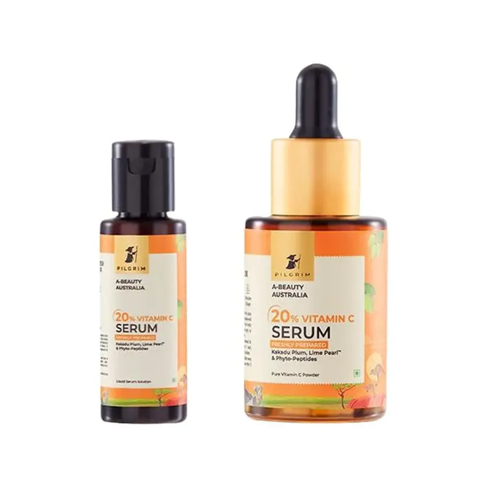 Pilgrim A-Beauty Australia 20% Vitamin C Serum Pure Vitamin C Powder+ Liquid Serum Solution Combination Pack 1N