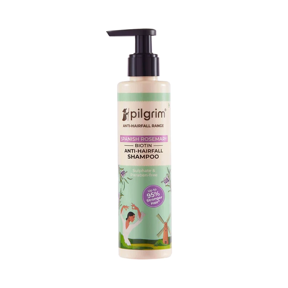 Pilgrim Anti-Hairfall Range Spanish Rosemary Biotin Anti-Hairfall Shampoo Sulphate & Paraben- Free Up To 95% Stronger Hair 200Ml