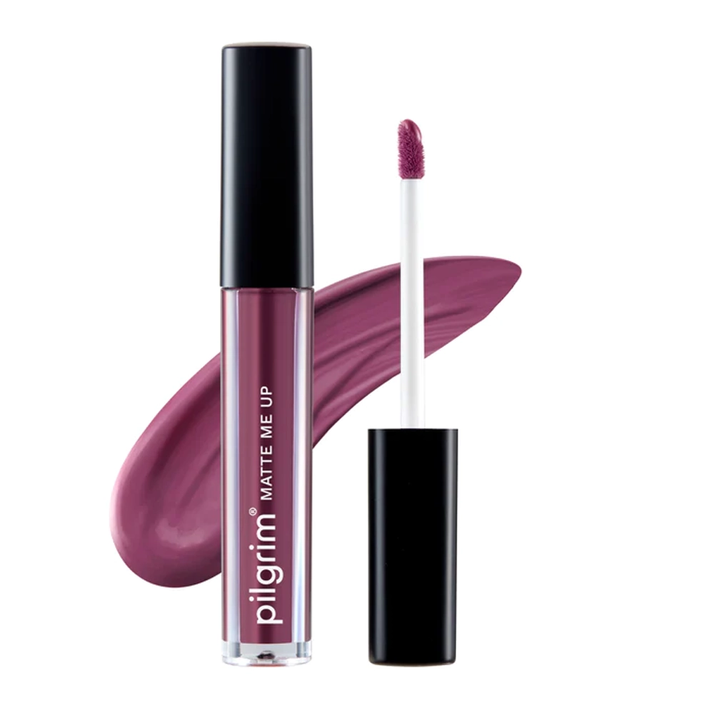Pilgrim Liquid Lipstick Matte Me Up 06 Mauve Desire All Day Matte Colour Transfer Proof Hydrating & Light Weight 3Ml