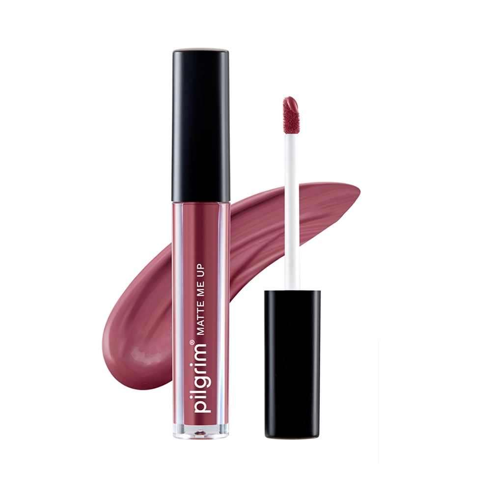 Pilgrim Liquid Lipstick Matte Me Up 08 Flirty Rose All Day Matte Colour Transfer Proof Hydrating & Light Weight 3Ml