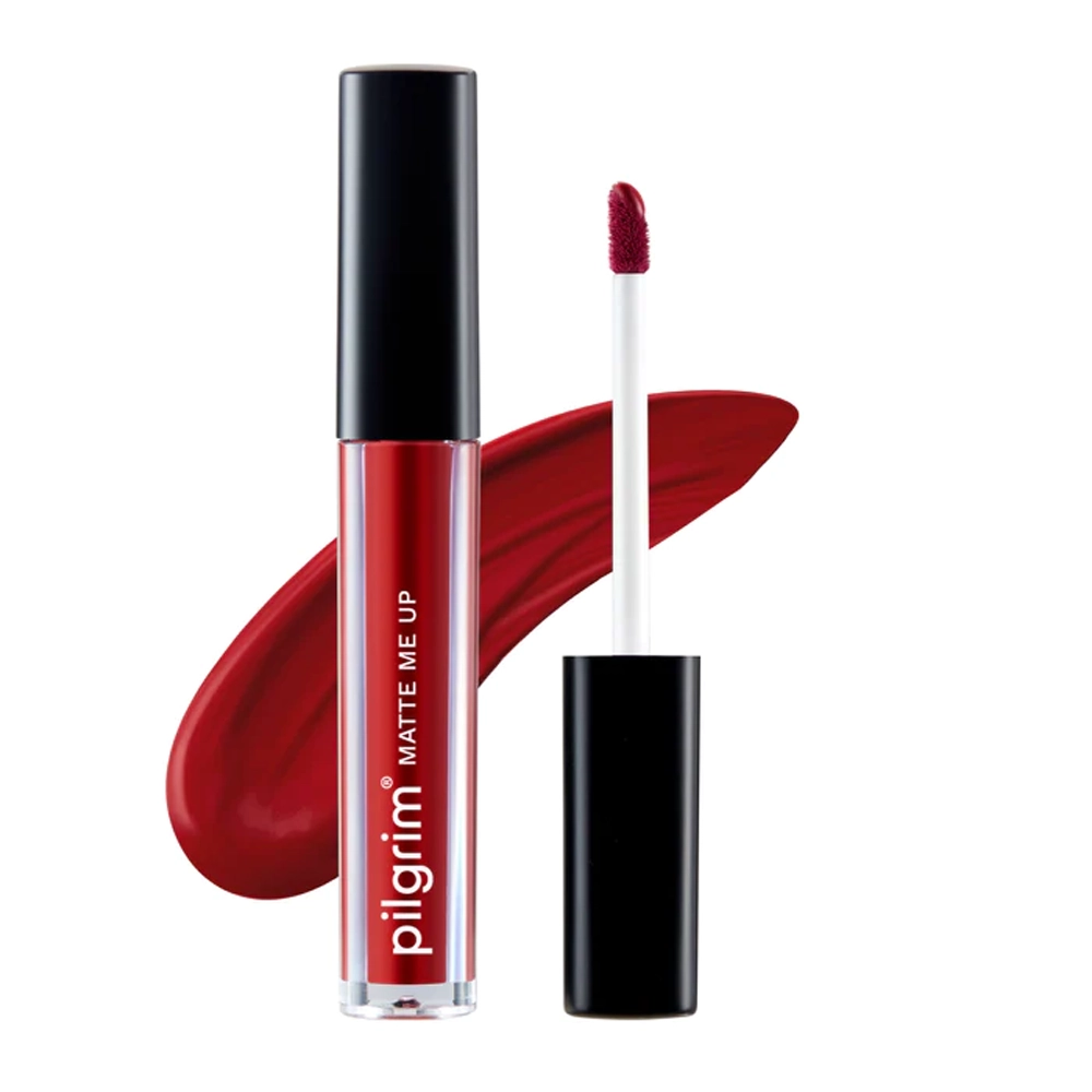 Pilgrim Liquid Lipstick Matte Me Up 01 The Red Stiletto All Day Matte Colour Transfer Proof Hydrating & Light Weight 3Ml