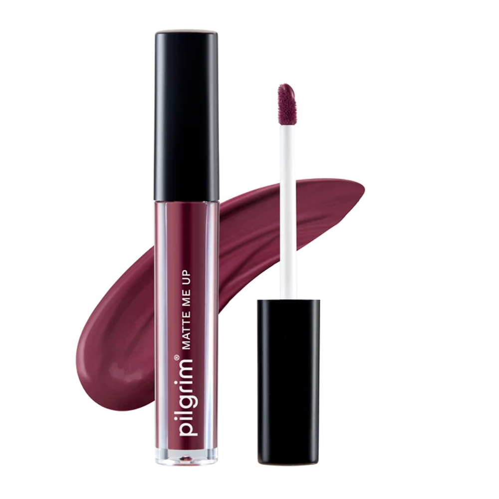 Pilgrim Liquid Lipstick Matte Me Up 02 Berry Tease All Day Matte Colour Transfer Proof Hydrating & Light Weight 3Ml