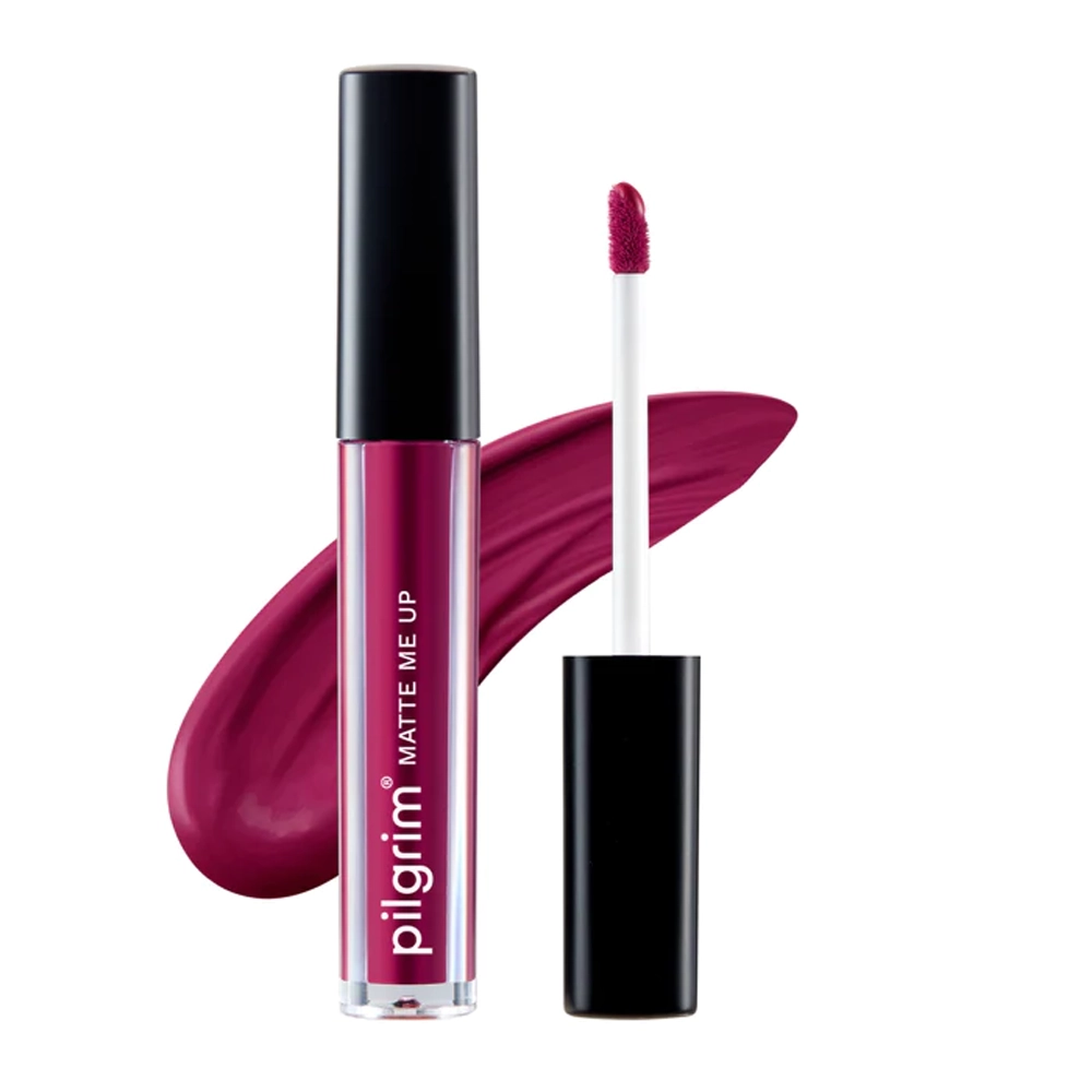 Pilgrim Liquid Lipstick Matte Me Up 05 Wine Spill All Day Matte Colour Transfer Proof Hydrating & Light Weight 3Ml