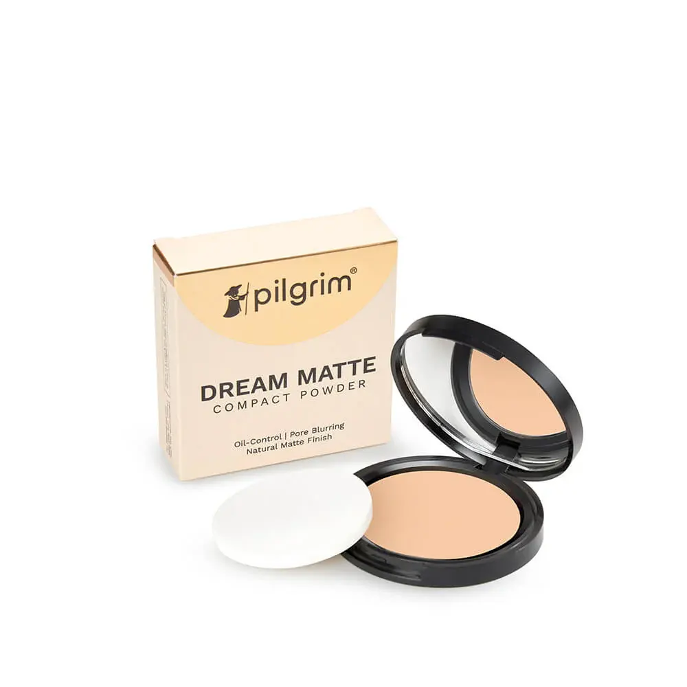 Pilgrim Dream Matte Compact Powder 123 Classic Nude Oil Control Pore Blurring Natural Matte Finish 9G
