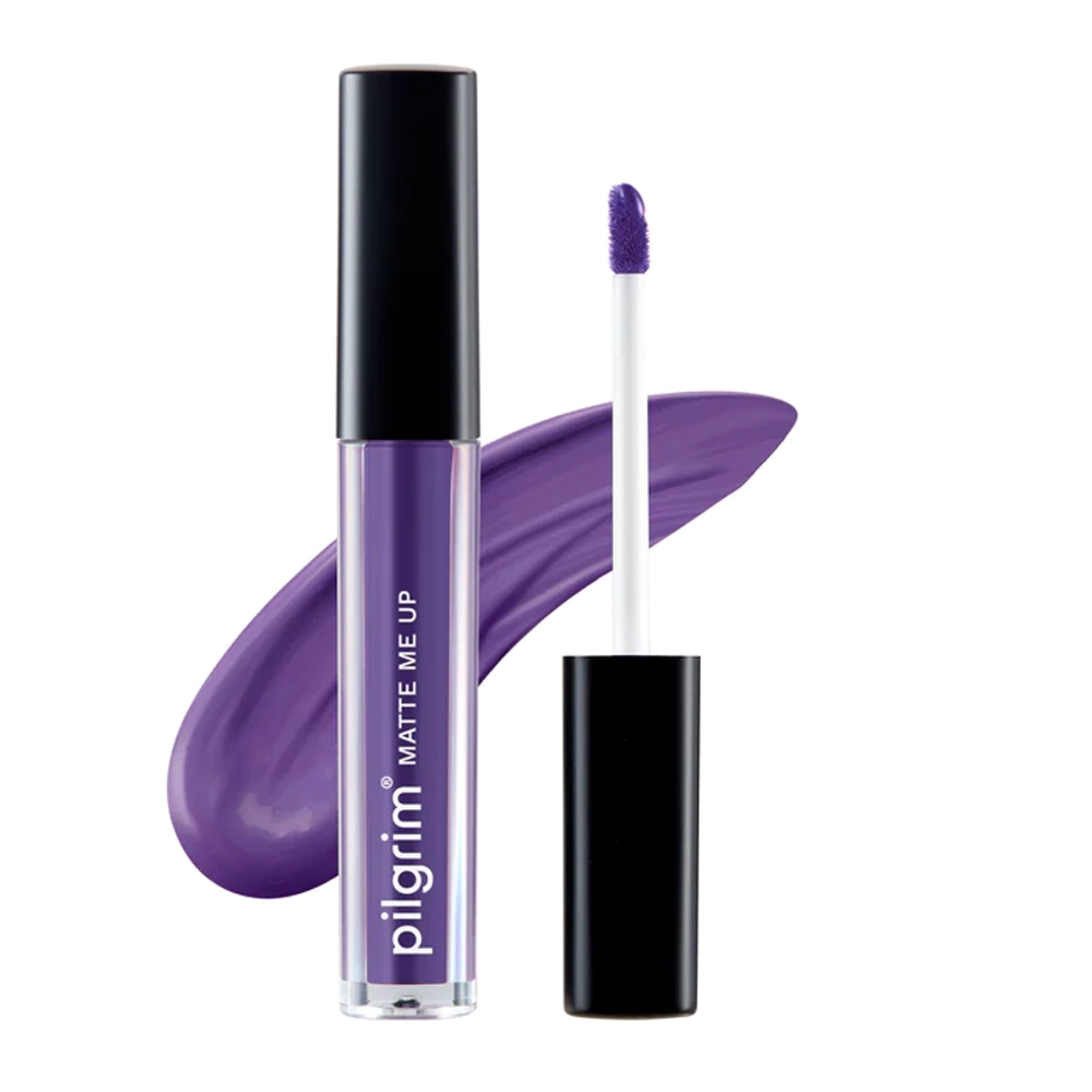 Pilgrim Liquid Lipstick Matte Me Up 15 Purple Lust All Day Matte Colour Transfer Proof Hydrating & Light Weight 3Ml