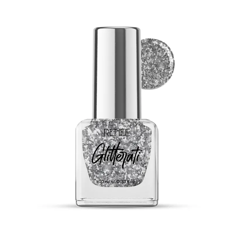 Renee Glitterati Nail Paint Silver Flake 10Ml