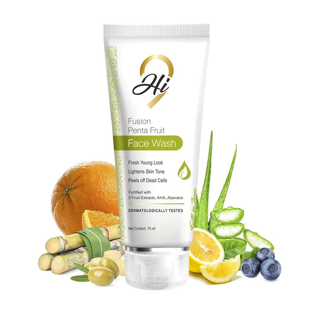 Hi 9 Fusion Penta Fruit Face Wash Fresh Young Look, Lightens Skin Tone & Peels Off Dead Cells Rortified With 5 Fruit Extracts, Aha, Alovera 75Ml