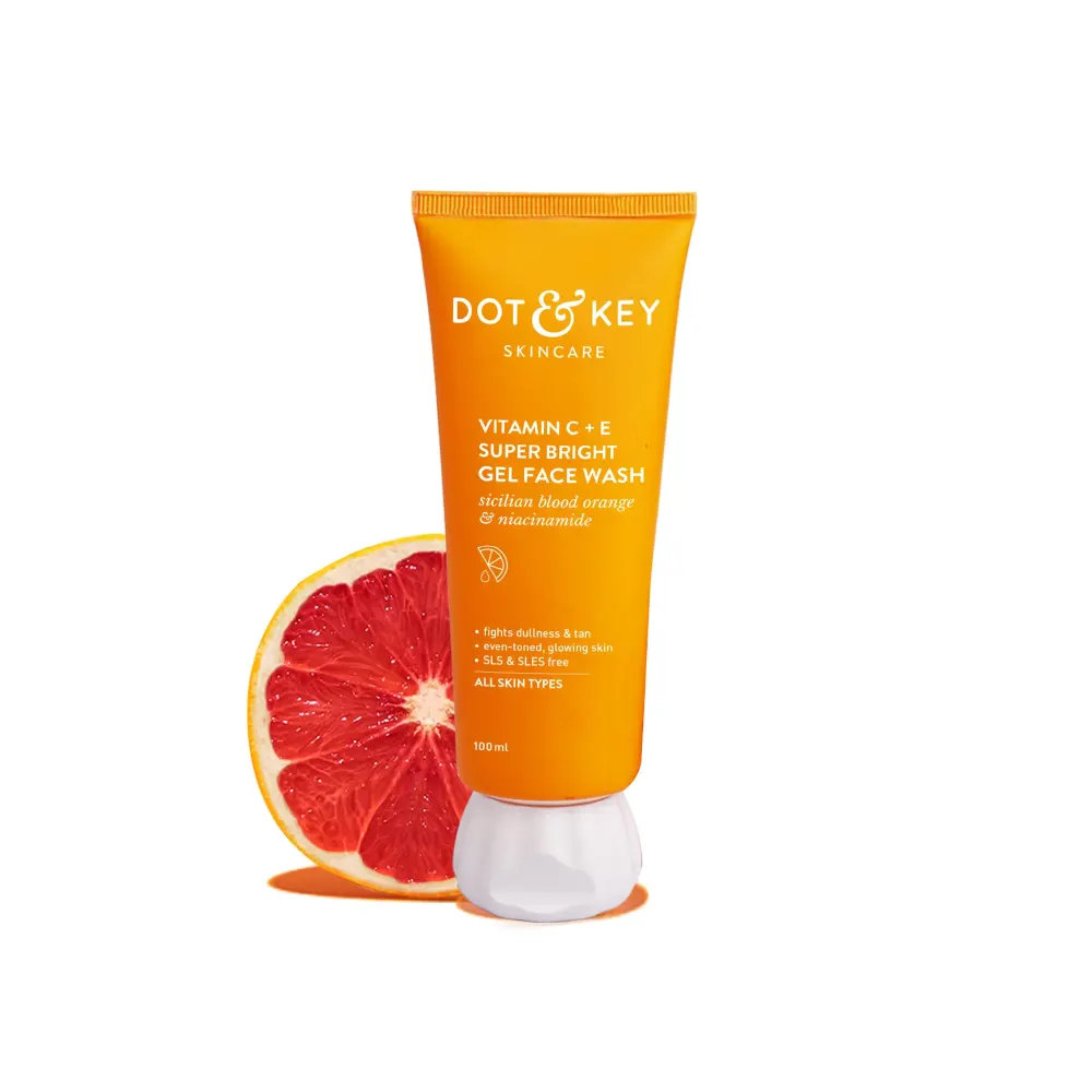Dot & Key Vitamin C + E Super Bright Gel Face Wash Sicilian Blood Orange & Niacinamide All Skin Types 100Ml
