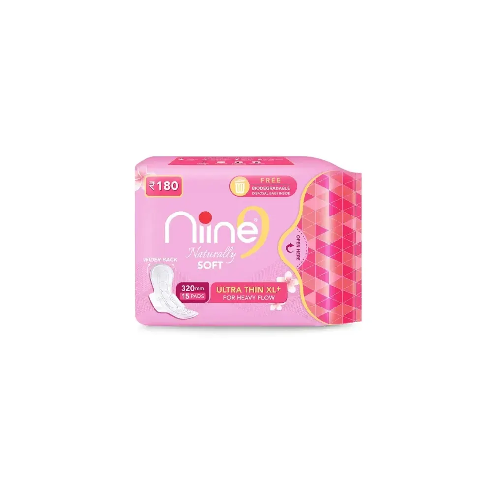Nine Naturally Soft Ultra Thin Xl+ For Heavy Flow 320Mm 15N