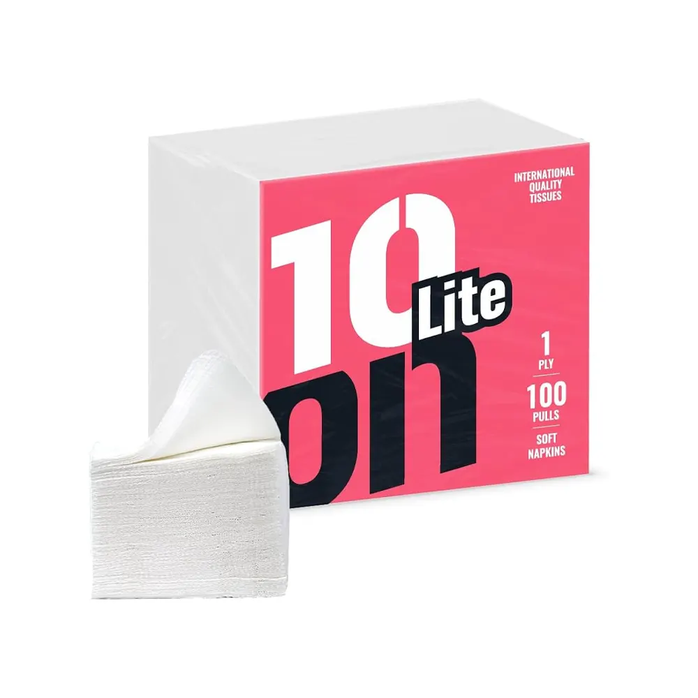 10 On Lite Soft Napkins Plain 1Ply 270Mm X 300Mm 100N