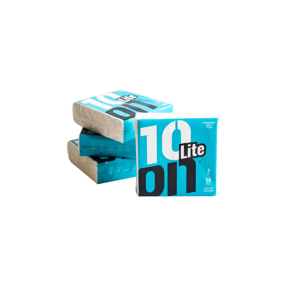 10 On Lite Extra Soft Luncheons Plain Tissues 2 Ply 300Mm X 300Mm 50N