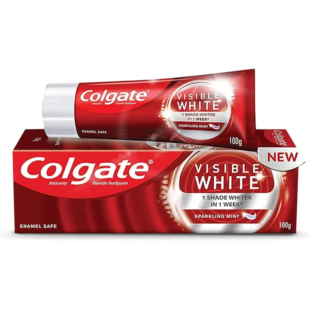 Colgate Visible White Sparkling Mint Enamel Safe Anticavity Flouride Toothpaste 100G.