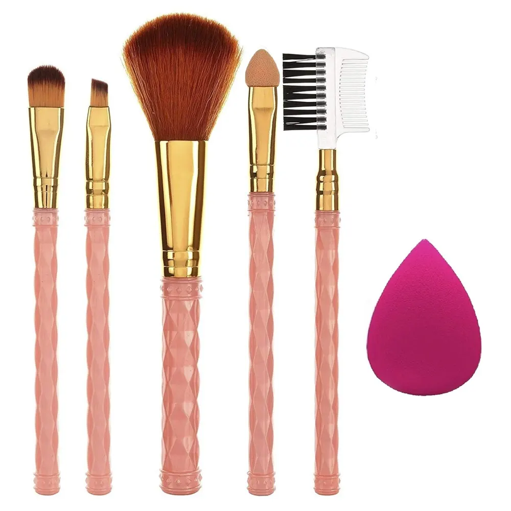 Ay Beauty Brush Set Pack Of 5 With 1 Makeup Sponge Puff- 1N