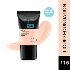Maybelline New York Fit Me 115 Matte + Poreless 16H Oil Control Foundation With Clay Spf22 18Ml