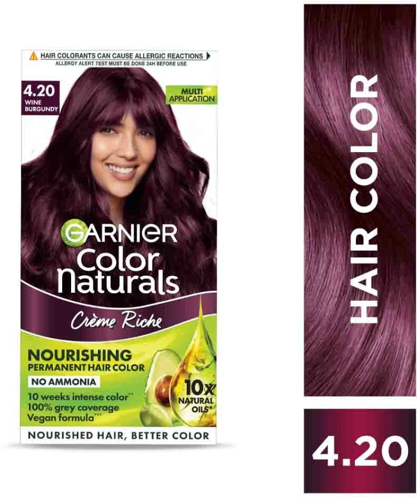 Garnier Color Naturals 4.20 Wine Burgundy Nourishing Permanent Hair Color + Garnier Light Complete Serum Cream