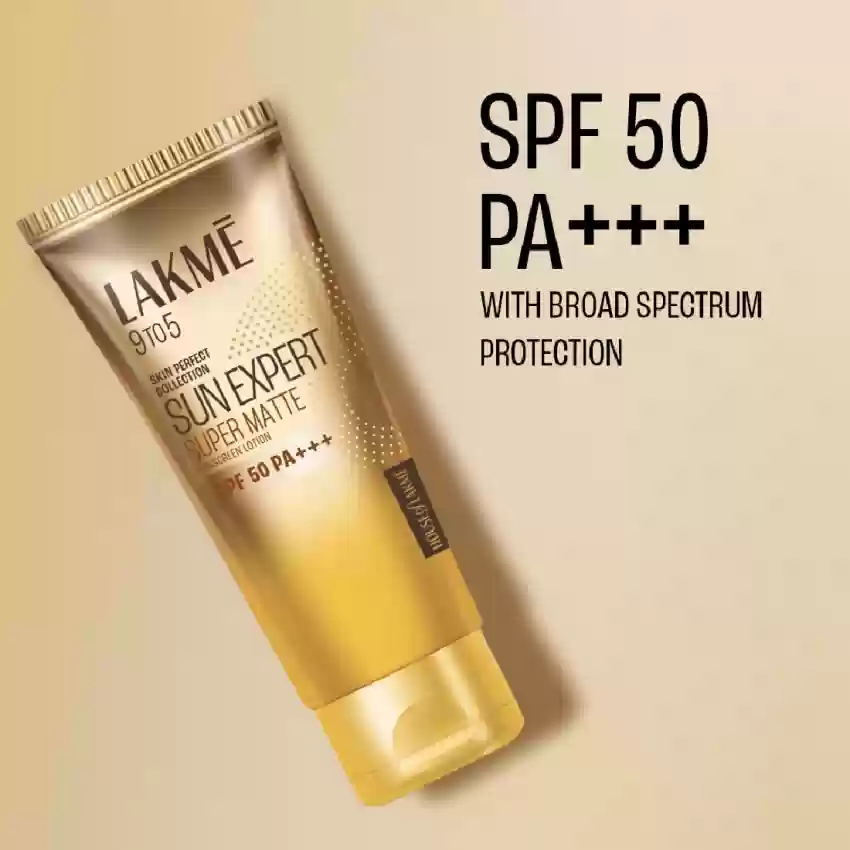 Lakme 9 To 5 Skin Perfect Collection Sun Expert Super Matte Sunscreen Lotion Spf50 Pa+++ 18Ml