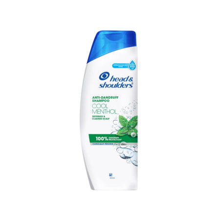 HEAD & SHOULDERS ANTI DANDRUFF SHAMPOO COOL MENTHOL REFRESHES & CLEANSES SCALP UP TO 100% DANDRUFF PROTECTION 340ML