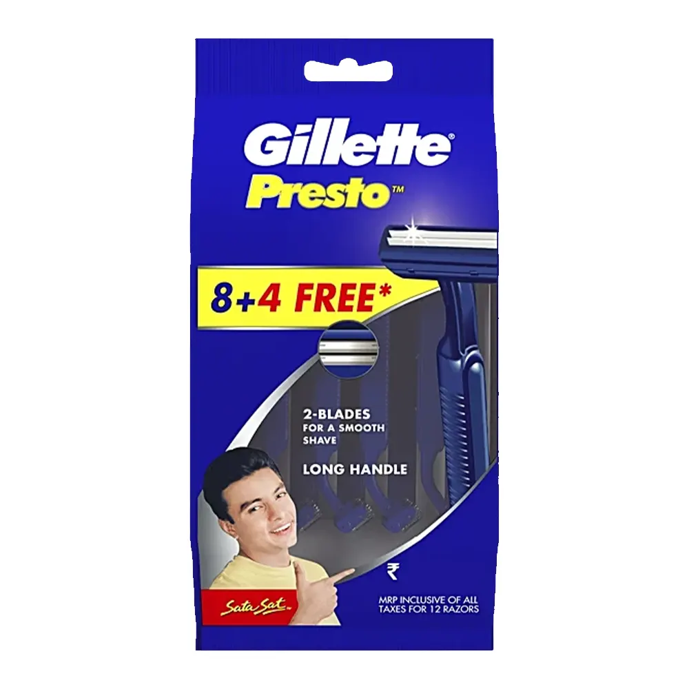 Gillette Presto Long Handle Razor For Men 8N + 4N Free