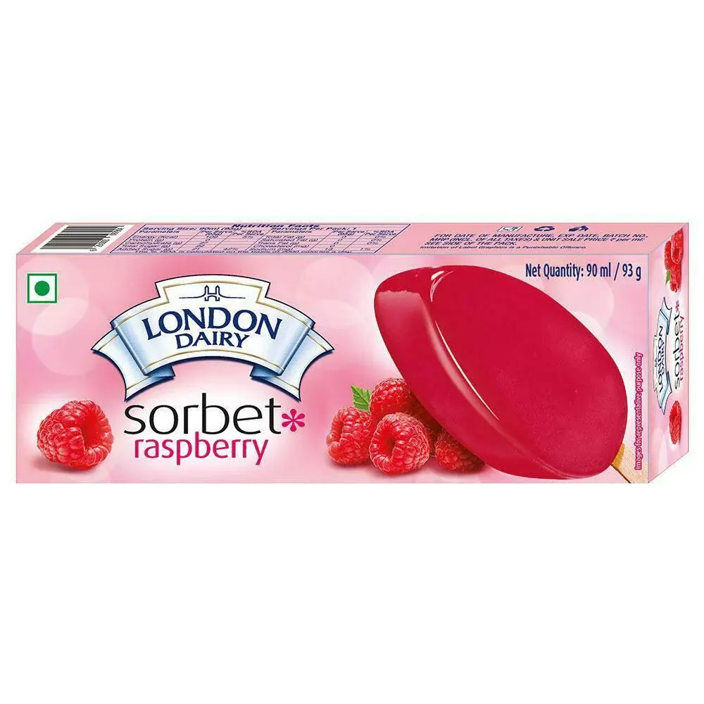 LONDON DAIRY PREMIUM ICE CREAM SORBET RASBERRY 90ML
