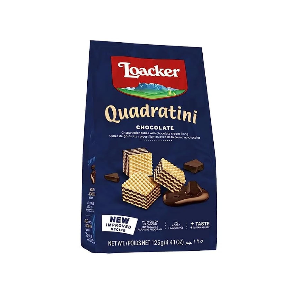 Loacker Quadratini Choclate Crispy Wafers Cubes With Cheese Cream Filling 125G