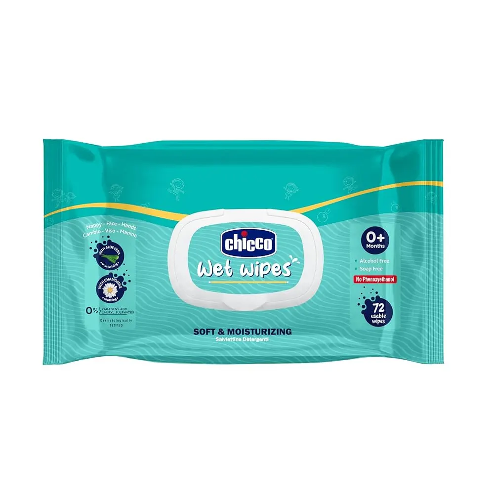 Chicco Wet Wipes Soft & Moisturizing 0+ Years 72N
