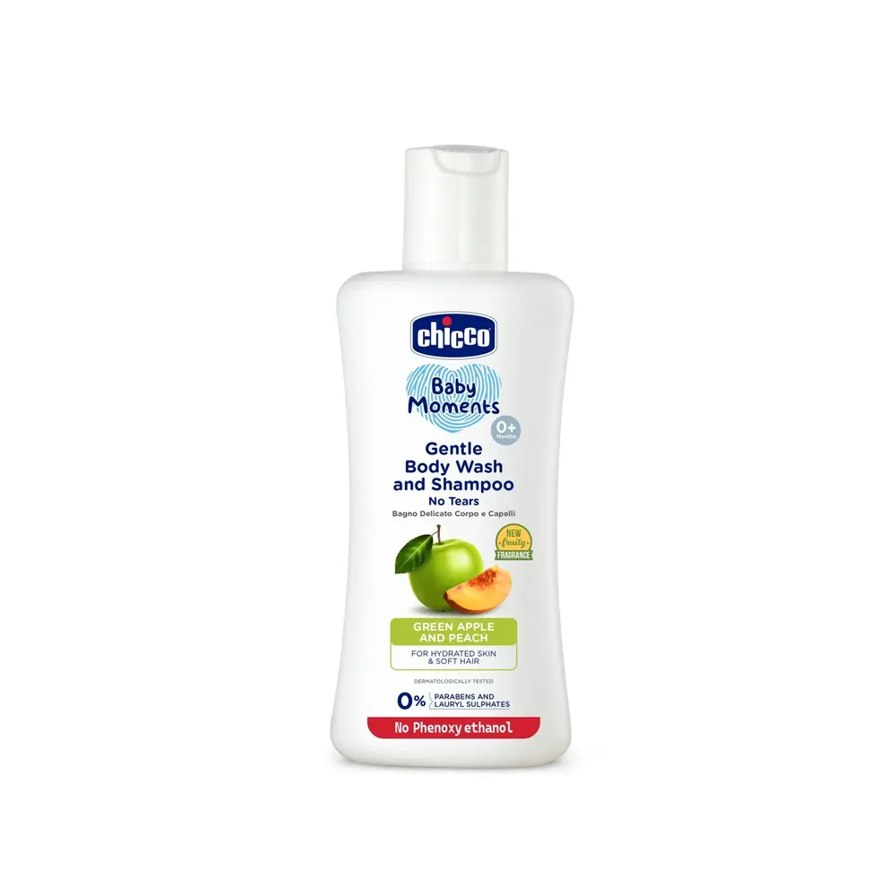 Chicco Baby Moment Gentle Body Wash &Shampoo(Green Apple &Peach) 200Ml