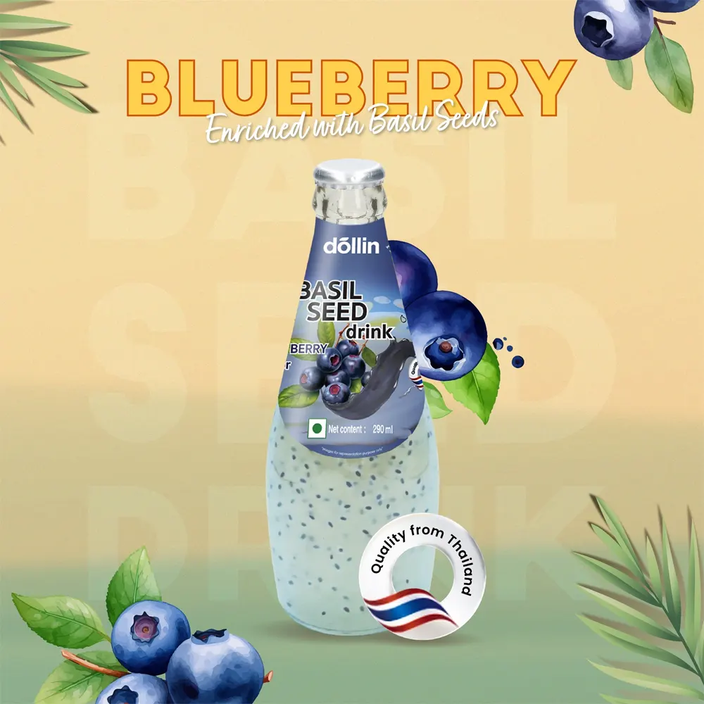 Dollin Basil Seed Blueberry Flavour Drink 290Ml