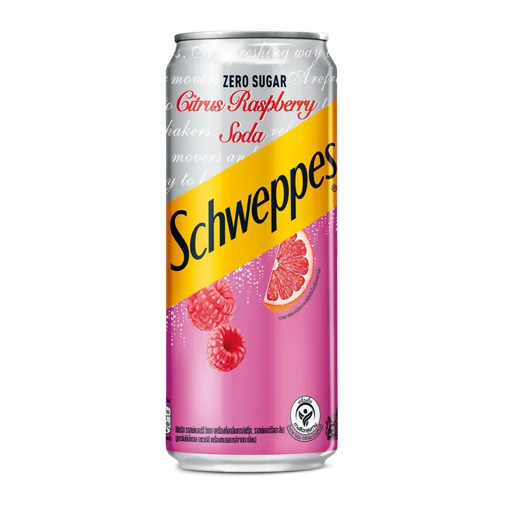 Schweppes Zero Sugar Citrus Raspberry Soda 330Ml