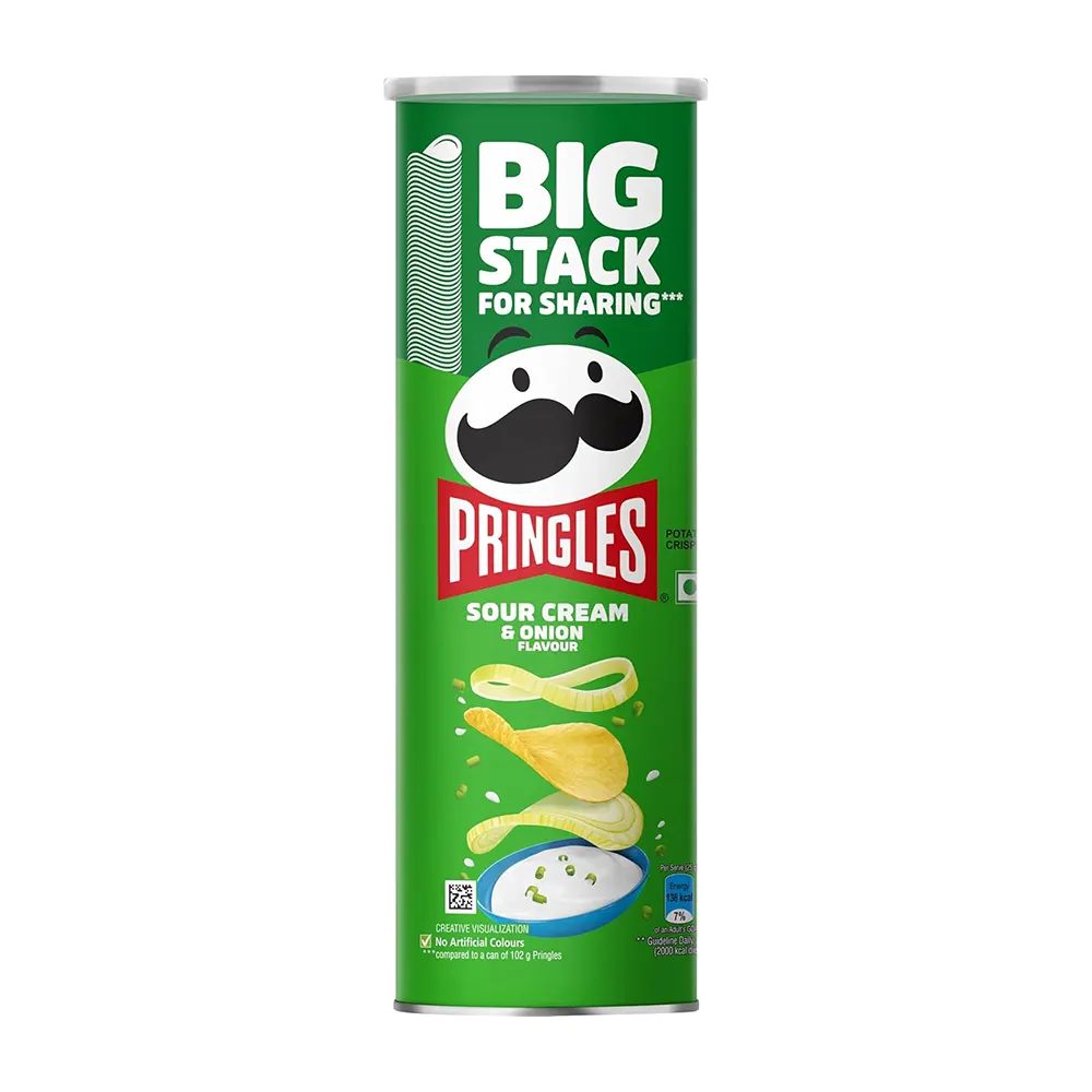 Pringles Sour &Amp; Cream Flavoured Potato Chips Big Stack For Sharing 141G