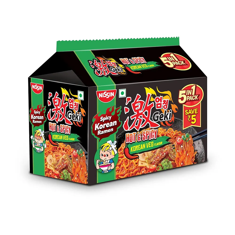 Nissin Geki Hot &Amp; Spicy Korean Chicken Flavour 5 In 1 Pack 400G