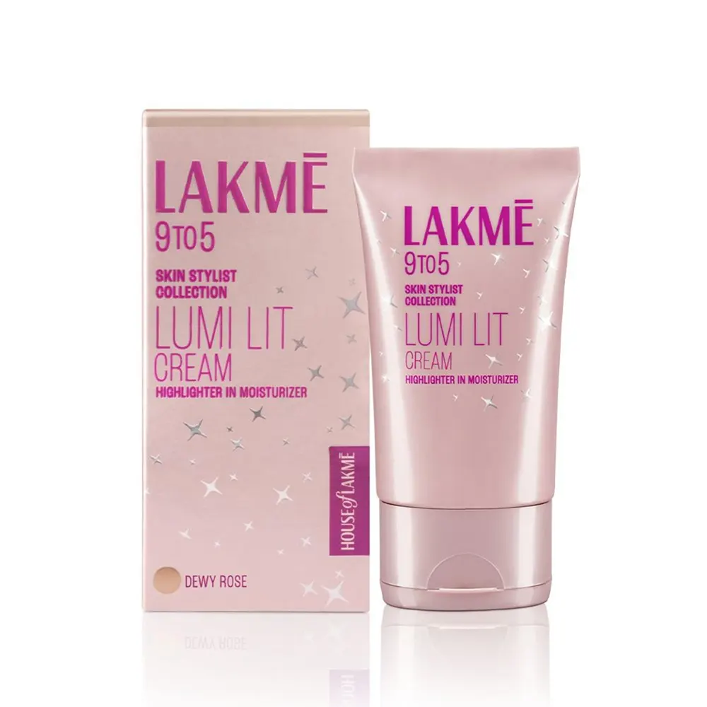 Lakme 9 To 5 Skin Stylish Collection Lumi Lit Cream Highlighter In Moisturizer Dewy Rose 60G