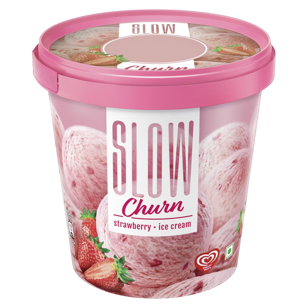 Kwality Wall'S Slow Churn Strawberry Tub 500Ml