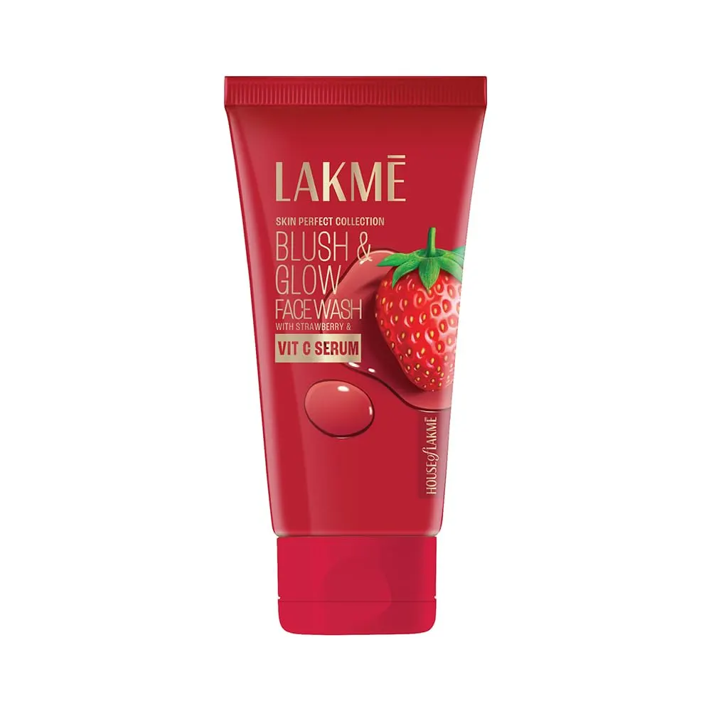 Lakme Skin Perfect Collection Blush And Glow Face Wash With Strawberry And Vit C Serum 100G
